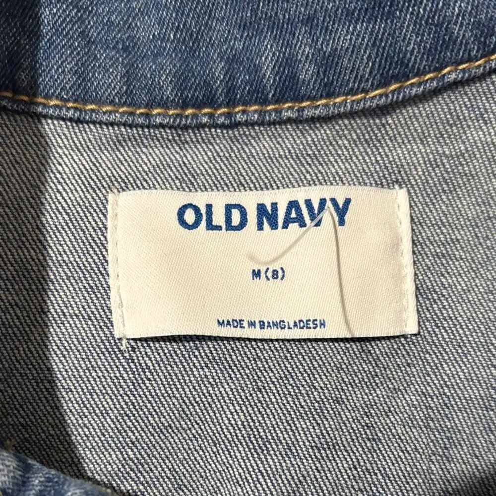 Old Navy M 8 Classic Blue Jean Jacket cotton spandex shaped fit NWT